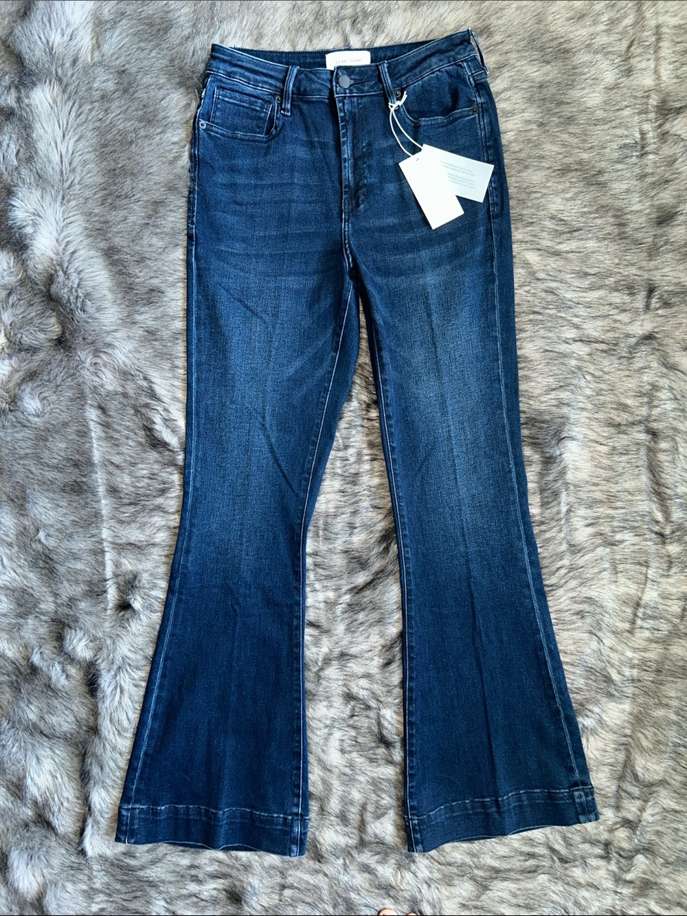 NWT Dear John Dark Indigo Blue Flare Leg Stretch Jeans High Rise Women’s Size 30